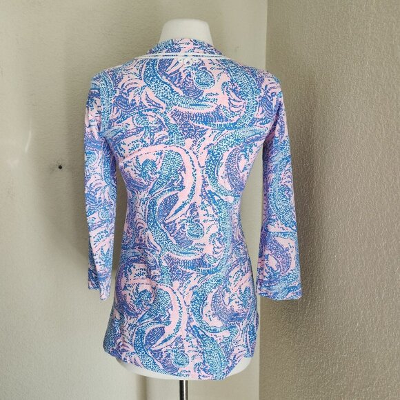 Lilly Pulitzer Kaia Knit Tunic Top Size XS Boca Blue Sea What I Sea - Picture 6 of 15
